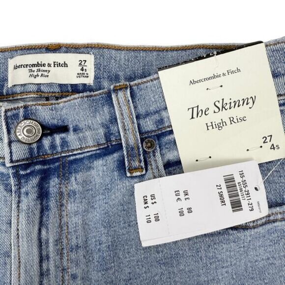 NWT ABERCROMBIE & FITCH The Skinny High Rise Crop Leg Size 27 SHORT - Picture 4 of 7